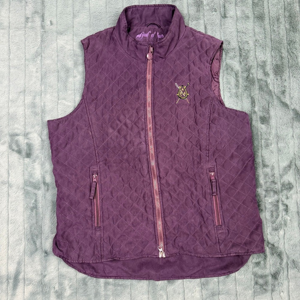 Outback Trading Co Purple Quilted Micro-Suede Vest Womens XL Equestrian 2058